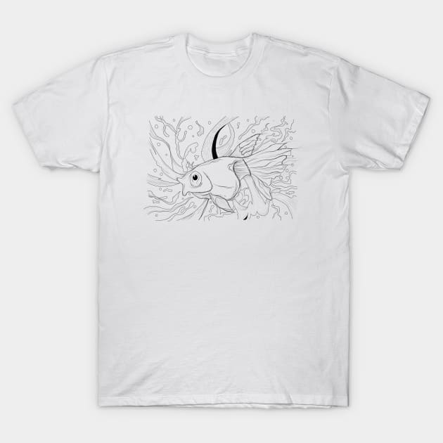 Koi Fish Doodle T-Shirt by syahrilution